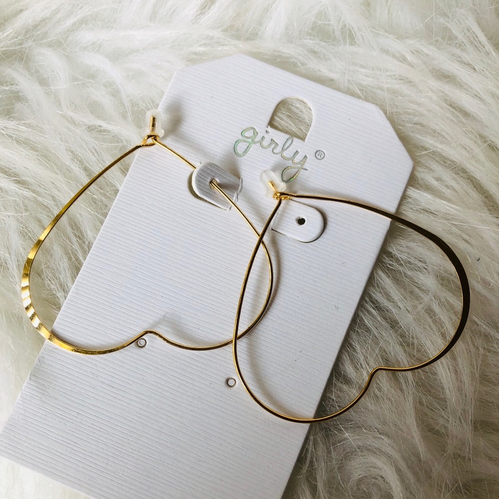 Heart shaped hoop earrings.